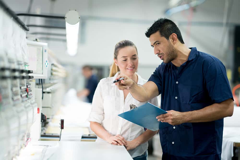 People working at an embroidery factory